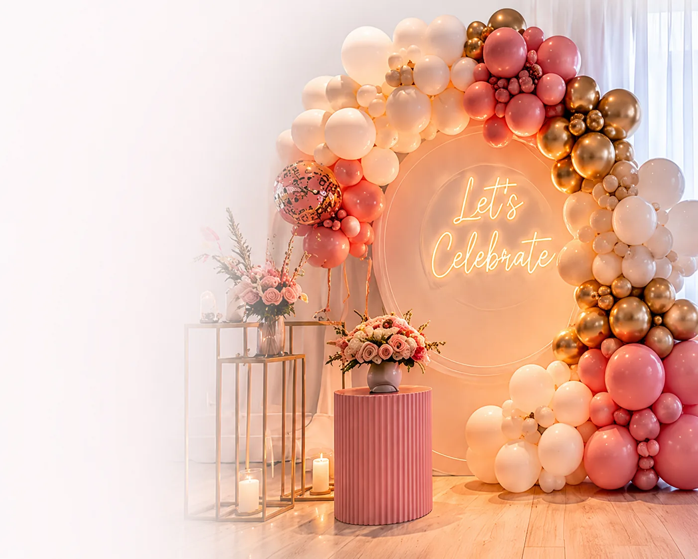 Luxury balloon decor setup in Sacramento CA