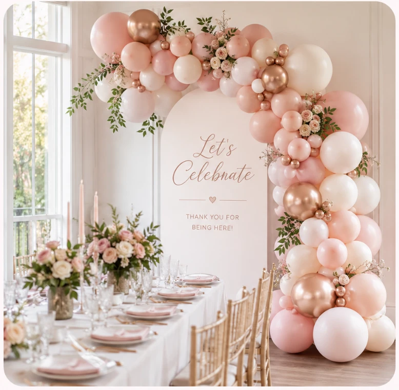 Custom balloon decor setup in Sacramento