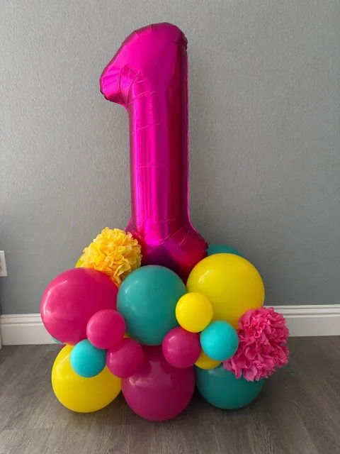 Balloon number stack for a birthday in Sacramento CA