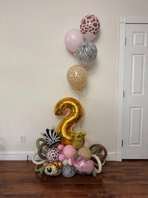 Balloon number stack for a birthday in Sacramento CA