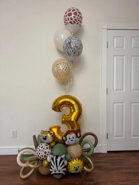 Balloon number stack for a birthday in Sacramento CA