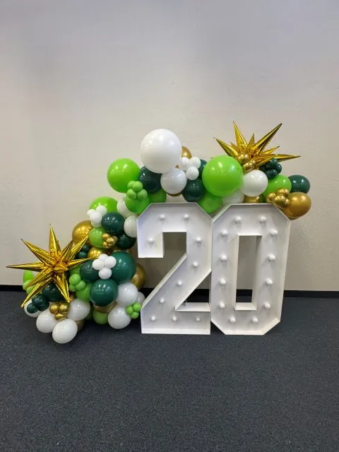 Marquee light-up numbers with balloons in Sacramento CA
