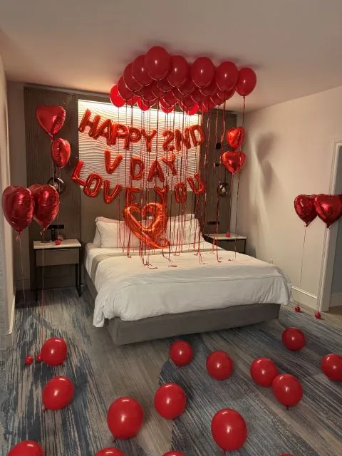 Romantic room balloon decoration in Sacramento CA