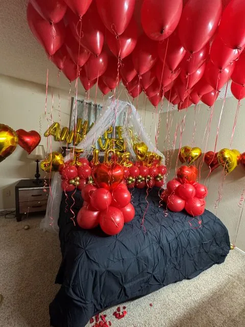 Romantic room balloon decoration in Sacramento CA