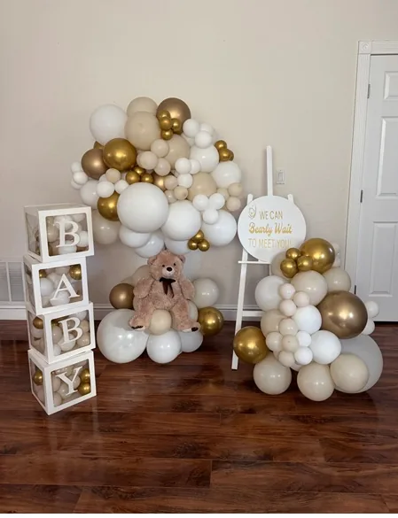 Navy and gold corporate balloon decor Sacramento